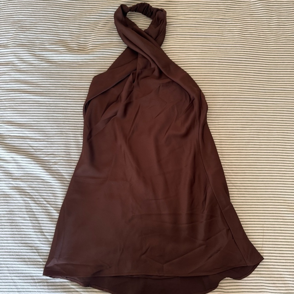 Show Me Your MuMu Brown Halter Dress